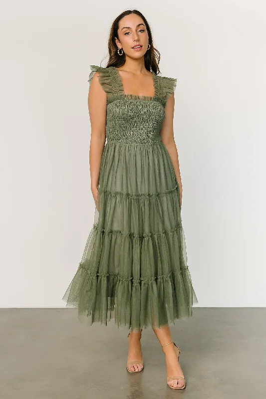 Emma Smocked Tulle Dress | Sage