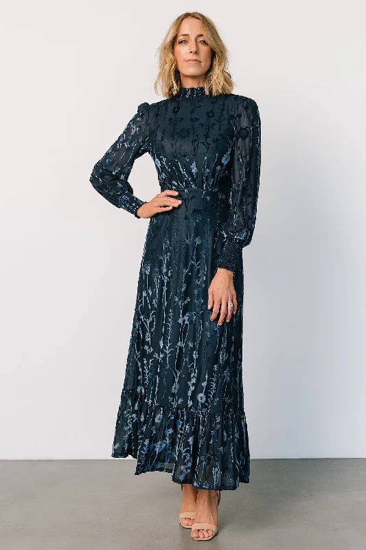 Penelope Velvet Maxi Dress | Midnight Blue