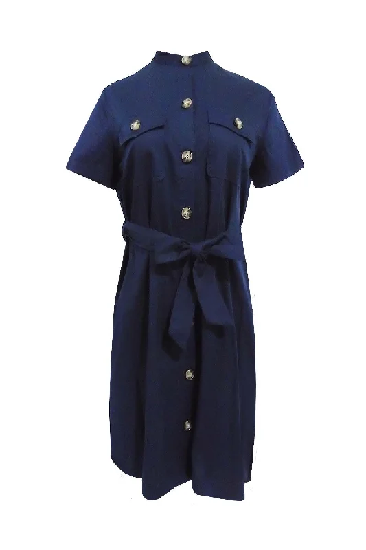 Navy Blue Button Up Dress