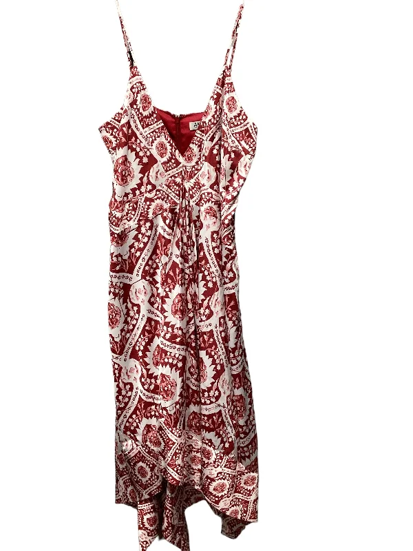 Dress Casual Midi By Amur In Red & White, Size: 10