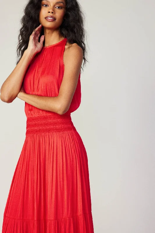 Halter Keyhold Dress in Tomato