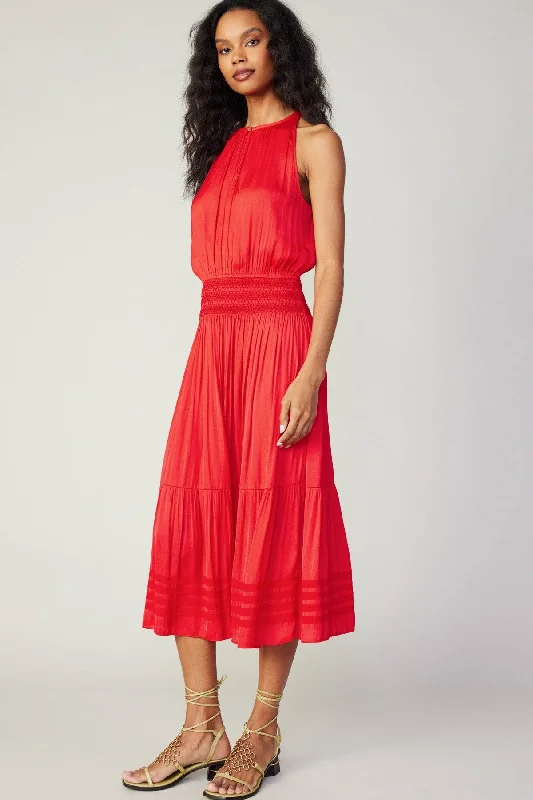 Halter Keyhold Dress in Tomato