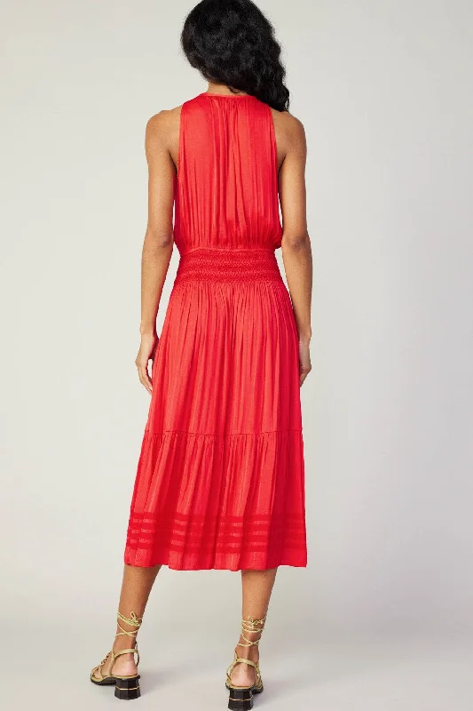 Halter Keyhold Dress in Tomato