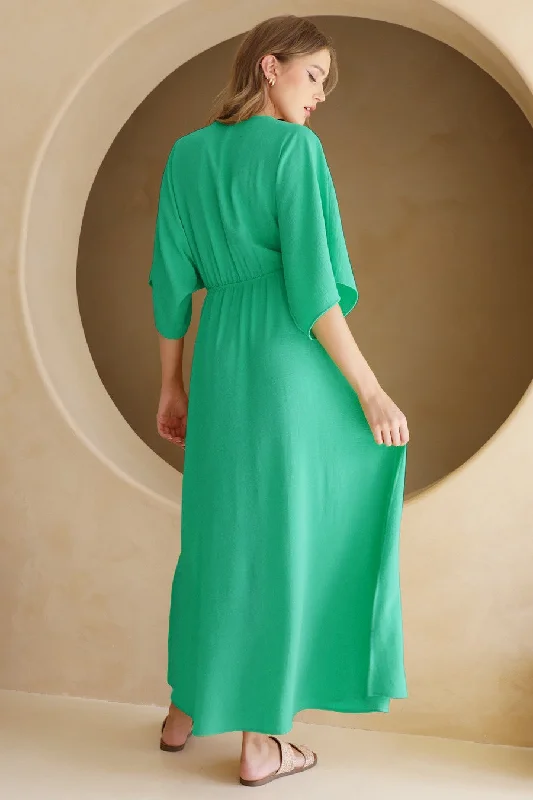 Living on the Edge Triangle Front Kimono Dress in EMERALD