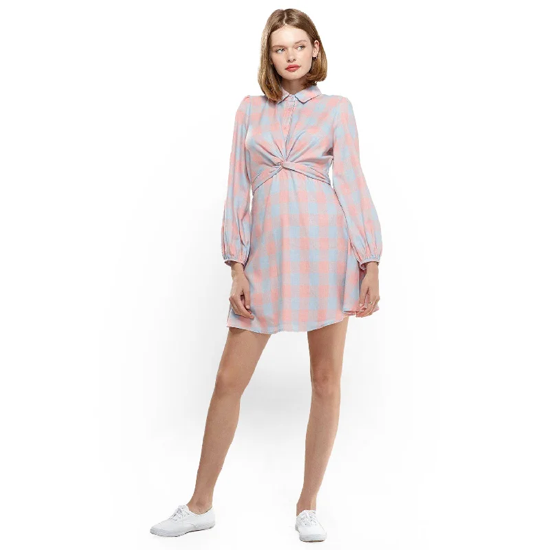 Women's Button Up Shirt Dress in Bubble Gum